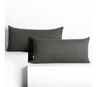DecoKing Set of 2 Pillowcases 40 x 120 cm, Jersey Knit, 100% Combed Cotton, zip closure, color Graphite, Amber
