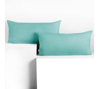 DecoKing Set of 2 Pillowcases 40 x 120 cm, Jersey Knit, 100% Combed Cotton, zip closure, color Light Turquoise, Amber