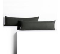 DecoKing Set of 2 Pillowcases 40 x 145 cm, Jersey Knit, 100% Combed Cotton, zip closure, color Graphite, Amber