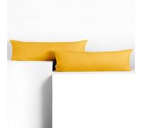 DecoKing Set of 2 Pillowcases 40 x 145 cm, Jersey Knit, 100% Combed Cotton, zip closure, color Yellow, Amber