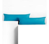 DecoKing Set of 2 Pillowcases 40 x 200 cm, Jersey Knit, 100% Combed Cotton, zip closure, color Cyan, Amber