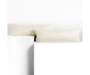 DecoKing Set of 2 Pillowcases 40 x 200 cm, Jersey Knit, 100% Combed Cotton, zip closure, color Ecru, Amber