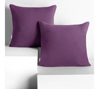 DecoKing Set of 2 Pillowcases 40 x 40 cm, Jersey Knit, 100% Combed Cotton, zip closure, color Plum, Amber
