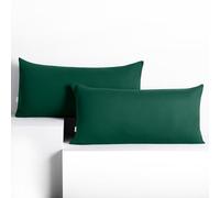 DecoKing 2 x Pillowcases 40 x 80 cm Jersey 100% Combed Cotton Zip Bottle Green Amber