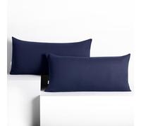 DecoKing Set of 2 Pillowcases 40 x 80 cm, Jersey Knit, 100% Combed Cotton, zip closure, color Dark Blue, Amber