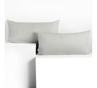 DecoKing Set of 2 Pillowcases 40 x 80 cm, Jersey Knit, 100% Combed Cotton, zip closure, color Silver, Amber