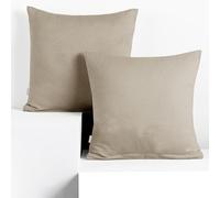 DecoKing Set of 2 Pillowcases 50 x 50 cm, Jersey Knit, 100% Combed Cotton, zip closure, color Cappuccino, Amber