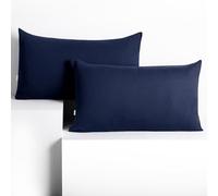 DecoKing Set of 2 Pillowcases 50 x 60 cm, Jersey Knit, 100% Combed Cotton, zip closure, color Dark Blue, Amber