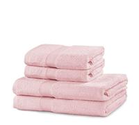 DecoKing Set of 4 Cotton Quality 525 g/m² 2 Hand Towels 50 x 100 cm and 2 Bath Towels 70 x 140 cm Light Pink Absorbent Marina