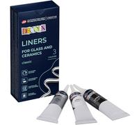 Decola Acrylic Liners - Water-Based 3 x 18 ml for Porcelain and Glass - White, Grey, and Black - Made by Nevskaya Palitra