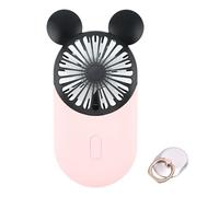 DecoLife Cute Personal Mini Fan, Handheld & Portable USB Rechargeable Fan with Beautiful LED Light, 3 Adjustable Speeds, Portable Holder, Perfect for Indoor Or Outdoor Activities, Cute Mouse (Pink)