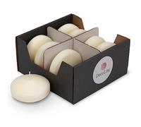 DecoLite: Maxi XL Floating Candles Pack of 8 in Box Diameter 8 cm Long Burning Time 8 Hours Unscented Paraffin Wax Large Floating Candles Ideal for Various Occasions (Ivory)