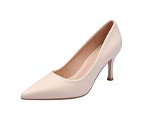 Decollete Donna Tacco Alto 36-42 EU con Tacco 7cm in Pelle Sintetica Scarpe Decolte Eleganti Comode Punta Décolleté Vintage da Cerimonia Tacchi Heels Dance per Ufficio Feste Lavoro White