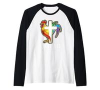 DeColores Cursillo Rainbow Rooster Catholic Raglan Baseball Tee