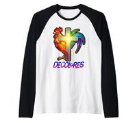 DeColores Cursillo Rainbow Rooster Catholic Raglan Baseball Tee