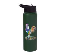 DeColores Cursillo Rainbow Rooster Catholic Stainless Steel Insulated Water Bottle