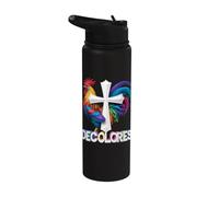 DeColores Cursillo Rainbow Rooster Catholic Stainless Steel Insulated Water Bottle