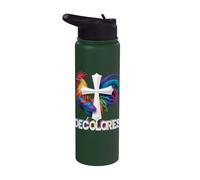 DeColores Cursillo Rainbow Rooster Catholic Stainless Steel Insulated Water Bottle