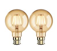 DECOLURA B22 Bayonet Bulb G80 5W 600LM Vintage Decorative Spiral Filament LED Globe Bulbs, Warm White Lighting 2200K Retro Lamp Non-Dimmable, Pack of 2(2, Golden Brown)