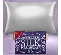 DECOLURE 100% Pure Mulberry Silk Pillow Case Standard Size - Highest Grade 30 Momme 6A+, Luxuriously Soft & Cooling Silk Pillowcase for Hair & Skin, Hypoallergenic, Breathable, Hidden Zipper (Silver)