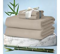 DECOLURE 100% Viscose Derived from Bamboo Sheets Full Size 4pcs - Ultra Soft & Luxuriously Cooling, 17" Deep Pocket, Double Stitching, Perfect for Hot Sleepers - Full Bed Sheets (Taupe)