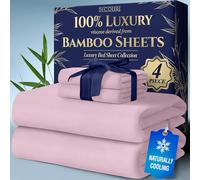 DECOLURE 100% Viscose Derived from Bamboo Sheets King Size 4pcs - Ultra Soft & Luxuriously Cooling, 17" Deep Pocket, Double Stitching, Perfect for Hot Sleepers - King Bed Sheets (Light Pink)