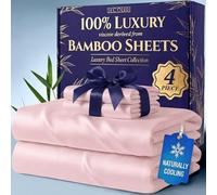 DECOLURE 100% Viscose Derived from Bamboo Sheets King Size - Luxury 4 Pc Naturally Cooling Sheets, Ultra Soft Bed Set - Deep 17" Pockets, Durable Double Stitching, Oeko Tex Standard (Light Pink)