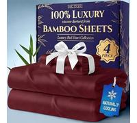 DECOLURE 100% Viscose Derived from Bamboo Sheets Queen Size - Luxury 4 Pc Naturally Cooling Sheets, Ultra Soft Bed Set - Deep 17" Pockets, Durable Double Stitching, Oeko Tex Standard (Burgundy)
