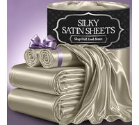 DECOLURE Satin Bed Sheets - 4 Piece Luxury Silky King Size Bedding Set - Softer Than Silk, Wrinkle-Free with 15” Deep Pocket Fitted Sheet, Perfect for Hair & Skin, Gifts for Women (Taupe)