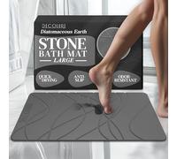 DECOLURE Stone Bath Mat Large, Quick Dry & Non-Slip Diatomaceous Earth Shower Mat for Bathroom, Luxurious & Easy to Clean Diatomite Stone Mat for Bathroom, Kitchen, High Density (Large, Grey)