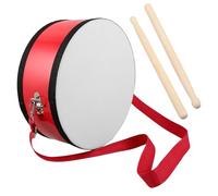 DECOMELODY 10 Inch Red Boys and Girls Marching Snare Drum Neck Strap Handheld Drum for Preschool Musical Instruments and Rhythm Skill Development