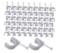 DECOMELODY 100pcs Grey Steel Nail Cable Clips Wire Staple Clamps PE Material Outdoor Wire Holder for Ethernet Tubing Support and Wall Fixing