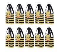 DECOMELODY 10pcs Bee Themed Small Candy Bags with Handle, Paper Treat Boxes for Shower, Birthday, Wedding Party Favors, Multi-functional Small Candy Containers