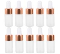 DECOMELODY 10pcs Frosted Glass Dropper Bottles Rose Gold Essential Oil Vials for DIY Perfume Aromatherapy Diffuser Liquid Dispensing Portable Refillable Containers for Travel and Home Use