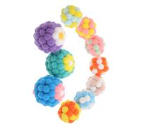DECOMELODY 10pcs Interactive Cat Balls with Bells Colorful Pompom Balls for Indoor Cats and Kittens Self Amusing Play to Promote Hunting Instinct and Active Entertainment