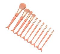 DECOMELODY 10pcs Makeup Brush for Face Powder Eyeshadow Blush with Orange Handles Portable Lightweight Makeup Tools Kit for Women No Shedding Bristles Gift for Daily Beauty Routine