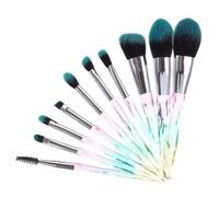 DECOMELODY 10pcs Makeup Brush Set Diamond Handles Face Powder Blush Foundation Brushes with Black-blue Synthetic Hair for Professional Cosmetic Application
