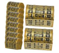 DECOMELODY 10pcs Mini Retro Treasure Chest Boxes Sturdy Plastic Decorative Ornaments for Party Favors Dollhouse Scenes Home and Office Decor Small Vintage Style Miniature Scene Layout Props