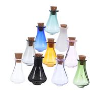 DECOMELODY 10pcs Mini Wishing Glass Bottles with Cork Stoppers Multi-color Tiny Glass Jars for Secure Storage DIY Craft Keepsake Vials Decorative Potion Jars for Party and Use