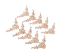 DECOMELODY 10pcs Natural Wood Carved Rose Appliques Corner Onlays for Door Frame Decor Cabinet Furniture Bed Fireplace Artistic European Style Unpainted Easy to Install