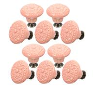 DECOMELODY 10pcs Pink Ceramic Cabinet Door Knobs Vintage Pattern Drawer Pulls Single Hole Kitchen Cupboard Handles Furniture Handle Accessories for Home Renovation