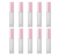 DECOMELODY 10Pcs Plastic Lipstick Subpackaging Tubes with Pink Lid, Empty Lip Tube Set for DIY Lip Gloss, Cosmetic Packaging Bottles for Travel and Professional Use
