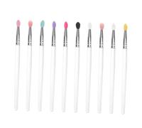 DECOMELODY 10pcs Portable Eyeshadow Brush with Transparent Silicone Handles Safe Non Drop Powder Makeup Tools for Women for Eye and Face Painting Business Trips Parties Weddings and Daily Use