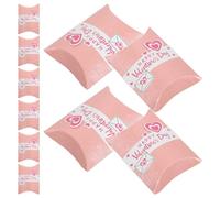 DECOMELODY 10Pcs Valentine Day Pillow Candy Boxes Pink Paper Wrapping Boxes for Party Favors Wedding Guests Homemade Craft Decorations