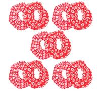 DECOMELODY 10pcs Valentine Hair Scrunchies Large Elastic Hair Ties with Heart and Lip Patterns Stylish Rings for Women and Teen Party Accessories
