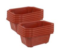 DECOMELODY 10pcs Vintage Style Rectangular Bonsai Pots for Indoor Plants Reusable Plastic Planting Containers with Nonslip Base Suitable for Succulents Ferns Office and Home Gardening