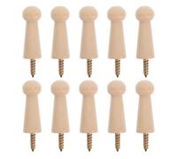 DECOMELODY 10pcs Wooden Screw-on Shaker Peg Hooks 18x50mm Unfinished Wood Coat Hat Towel Hangers with M4 Screws for Wall Mounting in Bedroom Kitchen Bathroom Storage