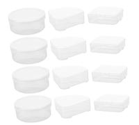 DECOMELODY 12 pcs Powder Puff Storage Boxes Small Makeup Sponge Holders Triangular Round Rectangular Compact Cases Portable Travel Cosmetic Puff Organizer