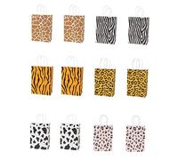 DECOMELODY 12Pcs Animal Print Paper Pouches Cartoon Design Party Favor Bags for Christmas Birthday Candy Treats Packaging
