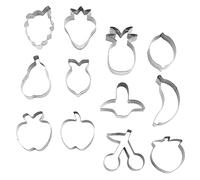 DECOMELODY 12pcs Biscuit Mold Fruit Shaped Bake Cutters Molds Thanksgiving Tin Cookies Round Cookie Moulds Stainless Steel